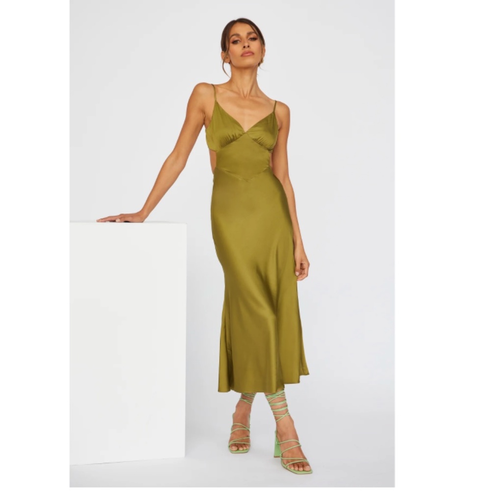 Hello Molly XS SUNRISE STREET MIDI DRESS GREEN NWT